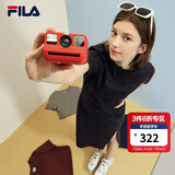FILA 斐乐针织连衣裙2025夏季新款时尚休闲开叉显瘦修身T恤长裙 深默蓝-DB M 165/84A/M