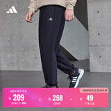 adidas情侣款加绒加厚直筒束脚运动裤男女阿迪达斯官方轻运动 黑色 M