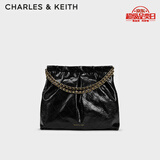 CHARLES&KEITH子母链条大容量流浪包托特包单肩斜挎包女包生日礼CK2-40671449 Black黑色 L