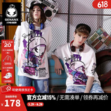闪电潮牌（GENANX）太空棉夏季T恤男嘻哈情侣装宽松字母印花动漫五分袖潮流短袖 白色 S