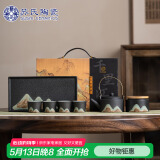 苏氏陶瓷（SUSHI CERAMICS）手绘彩画茶具提梁茶壶配精美干泡茶盘小茶叶罐7件功夫茶具套装