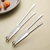 onlycook316L不锈钢夹子 长柄烤肉夹煎牛排夹 厨房专用食品面包烘培夹-小