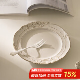 肆月高颜值盘子家用菜盘陶瓷西餐盘牛排意面盘甜品盘轻奢餐具 【1个】浮雕圆盘-9.5英寸