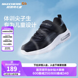 Skechers斯凯奇儿童运动鞋春秋女童魔术贴休闲鞋中大童轻质跑步鞋303601L 403723L黑色/炭灰色/BKCC 36