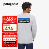 巴塔哥尼亚（Patagonia）男士混纺棉轻便logo潮流圆领长袖T恤卫衣L/S P-6 Logo 38518 WHI（白里发蓝） M