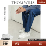 THOM WILLS【雷军同款】厚底小白鞋男增高真皮商务透气板鞋休闲皮鞋夏季男鞋 白色G931-1 (雾面牛皮) 40 /7码