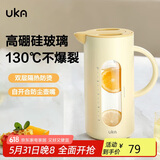 UKA冷水壶高硼硅玻璃凉白开水壶杯耐高温防烫家用大容量 黄色