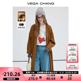 VEGA CHANG长款羊毛针织衫女2025年春秋季新款慵懒百搭开衫毛衣外套 咖啡棕 均码