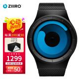 ZIIIRO德国手表Mercury水星新概念潮牌无指针漩涡送礼潮流石英运动腕表 黑蓝Black - Ocean