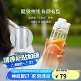 乐扣乐扣（LOCK&LOCK）人鱼线塑料运动水杯便携水壶夏天带提手男女水杯子700ML淡蓝色