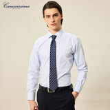 恺米切（CAMICISSIMA）意大利品牌四季免烫男士衬衫  6色可选免烫长袖衬衣男 浅蓝色（修身）IBC5PC04MSD22 42