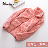 Simboo珊瑚绒抓绒衣男女外套摇粒绒保暖家居服睡衣大码宽松双面加厚上衣 808珊瑚粉-女 S