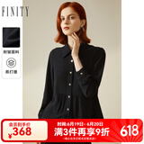 FINITY黑色衬衫春季新款简约设计感轻奢名媛气质长袖上衣女 黑色 M