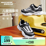 Skechers斯凯奇儿童运动鞋秋冬镭射熊猫鞋轻便防滑大童男女跑步鞋302576L 黑色/白色/BKW/镭射 35