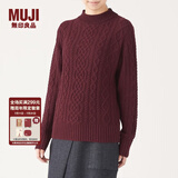 无印良品 MUJI 女式 阿兰图案 高领毛衣 长袖针织衫女款冬季W9AA874 深紫红色 L (165/88A)