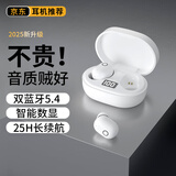 Blog.Fish 蓝牙耳机真无线入耳式降噪高音质迷你运动豆式超长续航智能数显游戏 白色【高品质丨双蓝牙5.4】