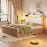 斯凡洛床 现代简约主卧1.8米双人气动高箱储物床收纳经济型软靠榻榻米床 侧抽床+椰棕床垫+床头柜*2 1.8*2.0米