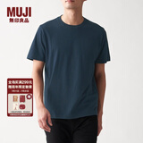 无印良品 MUJI 男式 印度棉天竺编织 圆领短袖T恤 ABA01A0S 深海军蓝 M