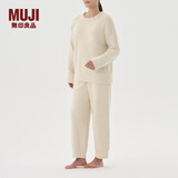 无印良品（MUJI）女式 发热毛毛纱 家居套头上衣 女士睡衣单件家居服秋冬长袖 米色 L-XL 170/92A