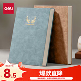 得力（deli）A5羊巴皮笔记本皮面本记事本子时尚印花系列120张BP103(天蓝）