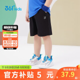 361°儿童短裤夏季男女童3-12岁透气运动裤梭织五分裤 黑 101