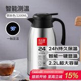炊大皇保温壶304不锈钢家用大容量防滑底智能温显保温壶 钢本色 2.2L