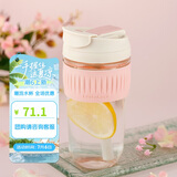 乐扣乐扣（LOCK&LOCK）咖啡杯耐热玻璃水杯子男女学生便携式双饮吸管杯随手杯500ML粉色