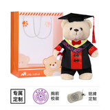 蜀黍家毕业季礼物毛绒玩偶学生博士硕士学士服公仔小熊纪念品可印校徽 礼袋款：博士工科(米色) 默认(无胸前印花、金属牌)
