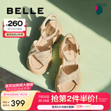 百丽（Belle）满钻条带繁星休闲凉鞋女商场款厚底凉鞋A9S2DBL4 杏色 35 (225mm)