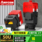 安普康（AMPCOM）网络模块六类 免打千兆非屏蔽CAT6网线面板插座 RJ45水晶头镀金UTP电脑网口信息母座 AMC680(BK)