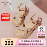 他她TATA休闲厚底凉鞋女鞋法式气质时装凉鞋2025夏季CXT01BL5 杏色 34
