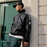 adidas休闲简约三条纹梭织立领夹克外套男装阿迪达斯官方三叶草 黑色 XS