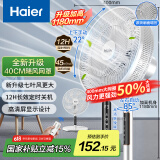 海尔（Haier）电风扇家用七叶摇头京东自营大风量电扇轻音节能桌面小风扇台式柔风遥控定时落地扇  HFS-Y3546B