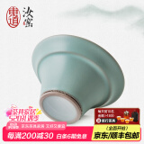 东道汝窑小茶漏 功夫茶具配件开片陶瓷茶滤尼龙过滤网茶道礼盒装