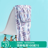 AB睡裤女春夏纯棉印花吸汗宽松透气休闲全棉女薄款高腰长裤家居裤 蓝叶 3XL