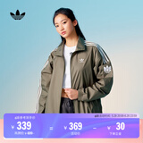 adidas情侣款复古风梭织立领夹克外套男女阿迪达斯官方三叶草 岩层橄榄绿 XL
