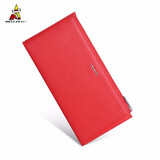 稻草人2024新款钱包女男长款真皮情侣钱夹简约韩版女士手拿包百搭咖色 32728红