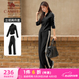骆驼（CAMEL）立领健身女装撞色修身两件套运动服 Y24CAWL6620 幻影黑 S