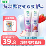 狮王齿力佳儿童酵素抗糖防酸蛀牙膏2-6岁2支120g草莓+蜜桃