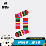 Happy Socks春夏款袜子女男袜薄荷曼波运动彩虹白色棉袜中筒袜 彩红条纹 1双 M 36-40