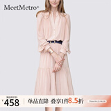 MeetMetro玛依尔法式仙女连衣裙女2025春新款高端气质纯欲风裙子礼服长裙 藕粉MG184213 XL