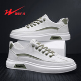 双星八特男鞋新款2025新款开车休闲鞋男士防滑耐磨跑步男鞋网布鞋 WDSM66144-白军绿色（皮面款） 42