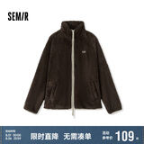 森马（Semir）外套女插肩袖珊瑚绒仿羊羔毛2024冬季立领宽松夹克109724108003