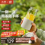 北鼎（Buydeem）泡茶随手杯 茶水分离家用耐高温玻璃杯便携办公水杯节日送礼 【燕麦白】随心饮|茶水分离470ml