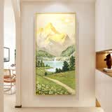 集简季玄关装饰画现代简约入户走廊过道壁画日照金山风景挂画