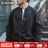 马登工装 美式空中MA1飞行员夹克军事风短款外套复古棒球服男潮春上衣 黑色 XL