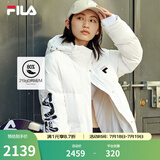 斐乐（FILA） 官方女装中长款羽绒服冬季长袖保暖连帽外套上衣运动休闲女子服装 标准白-WT S 160/80A