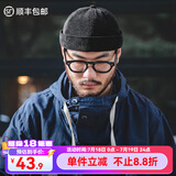 马登工装 雅痞瓜皮帽地主帽复古无沿无檐水手帽冷帽子男春季 黑色(帽围57cm 可调节)灯芯绒版