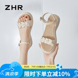 ZHR凉鞋女夏季时尚厚底增高女鞋简约一字带搭扣鞋子女 M563 米色 37 