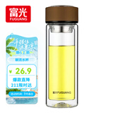 富光男女士双层玻璃杯 高硼硅玻璃304茶隔水杯子 带茶隔泡茶杯320ml